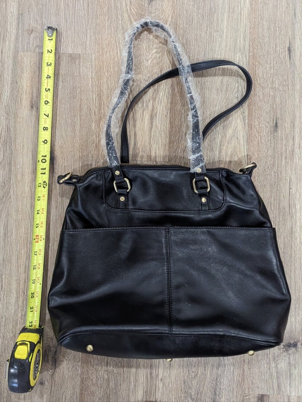 Amazon Black Leather Shoulder Bag Double Straps BNWOT $65